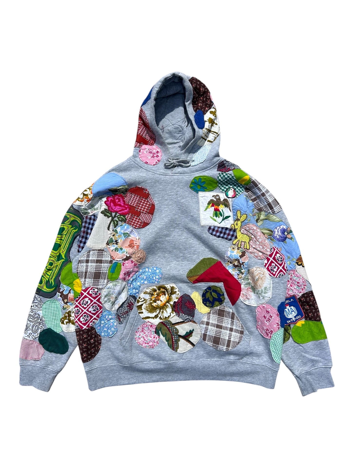 Heather gray patched up hoodie