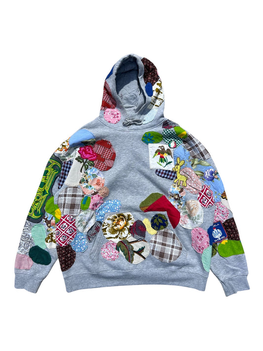 Heather gray patched up hoodie