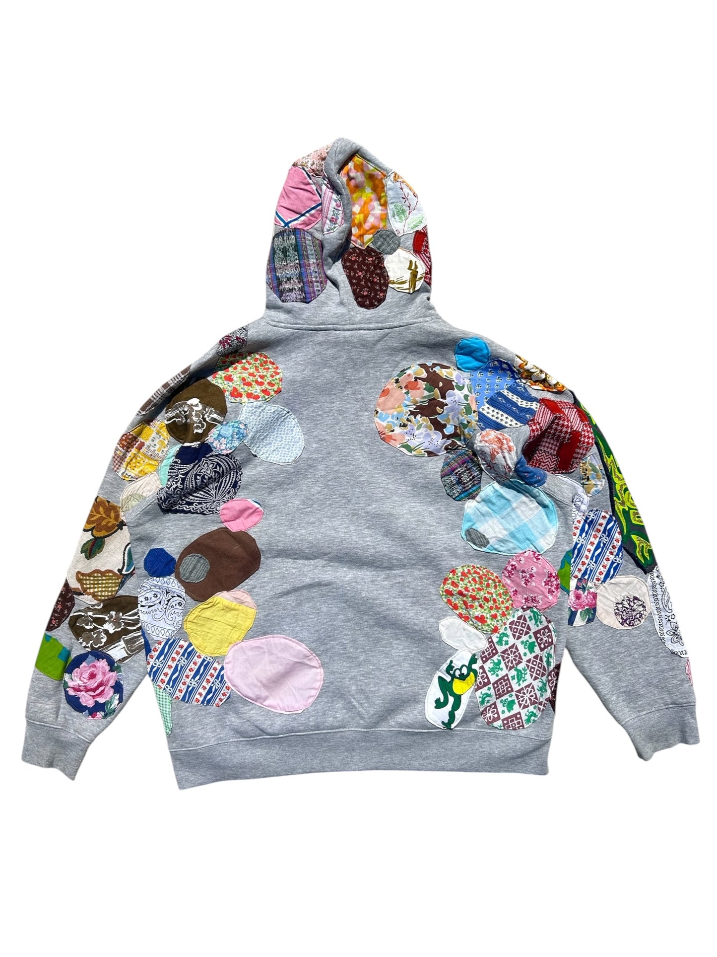 Heather gray patched up hoodie