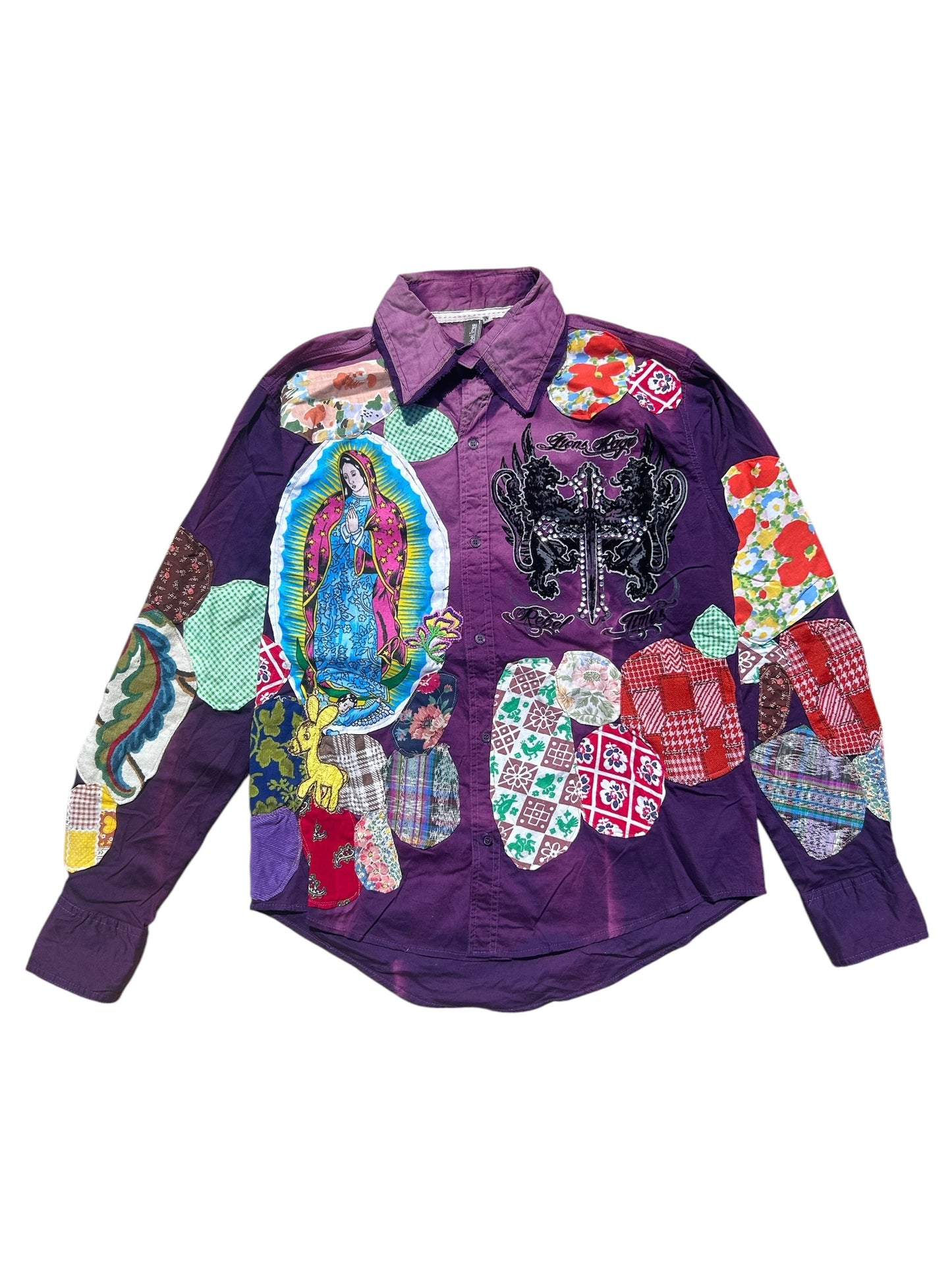 Faded patched button up shirt