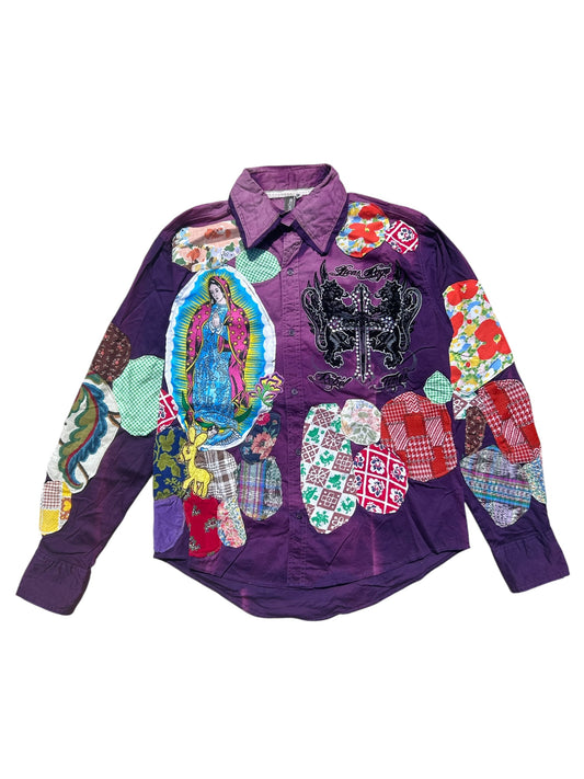 Faded patched button up shirt
