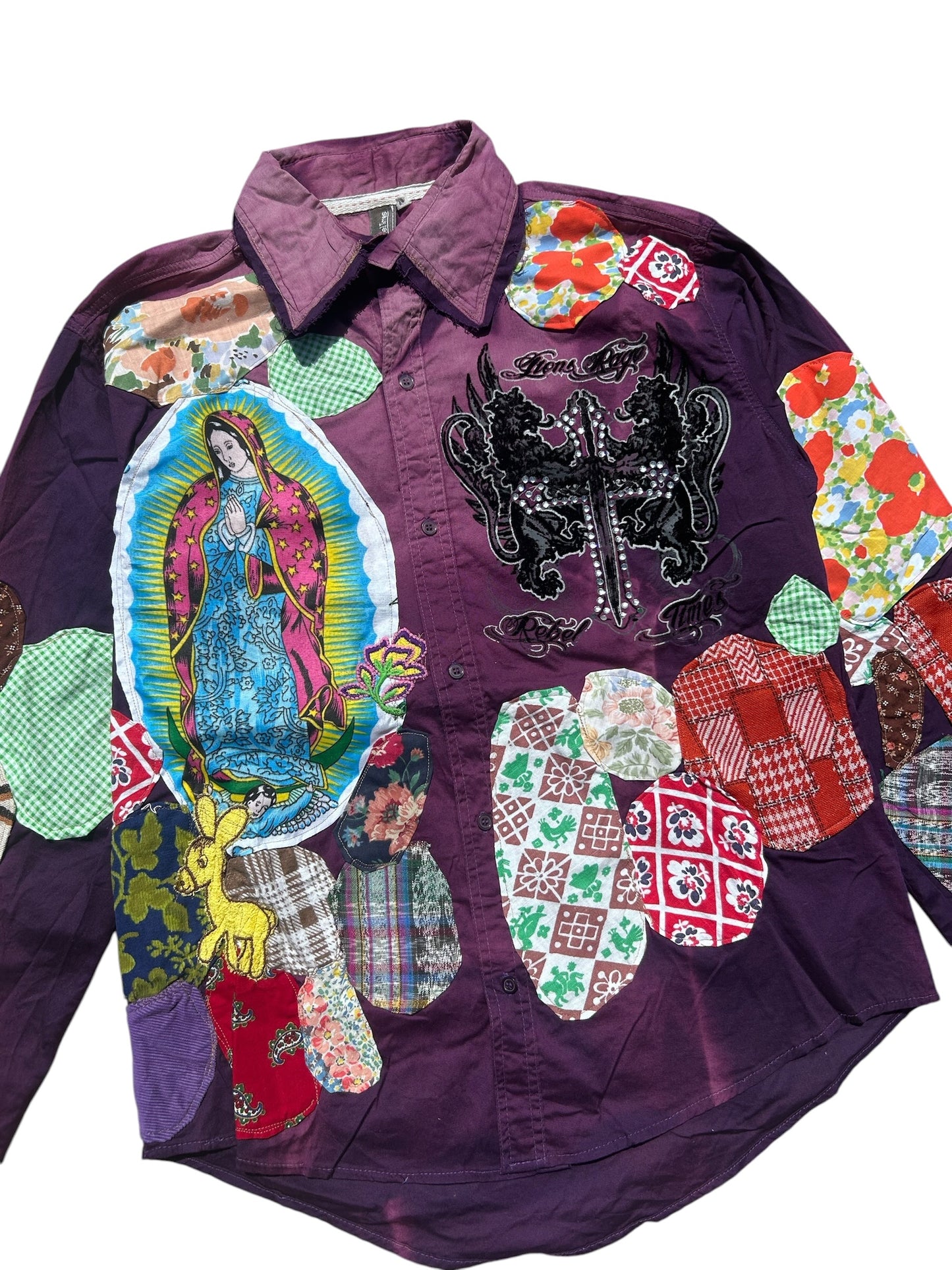 Faded patched button up shirt