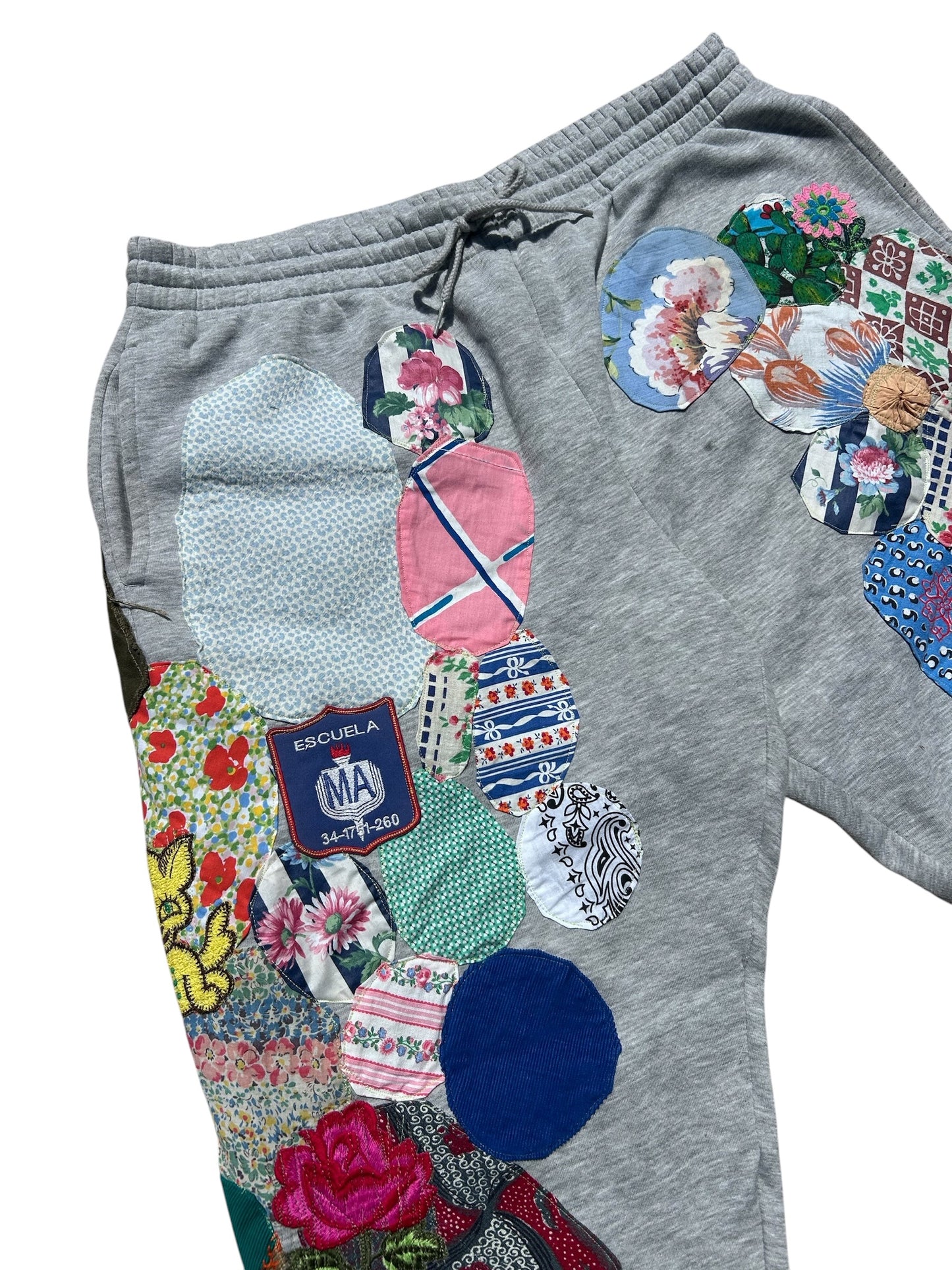 heather gray patched up sweatpants