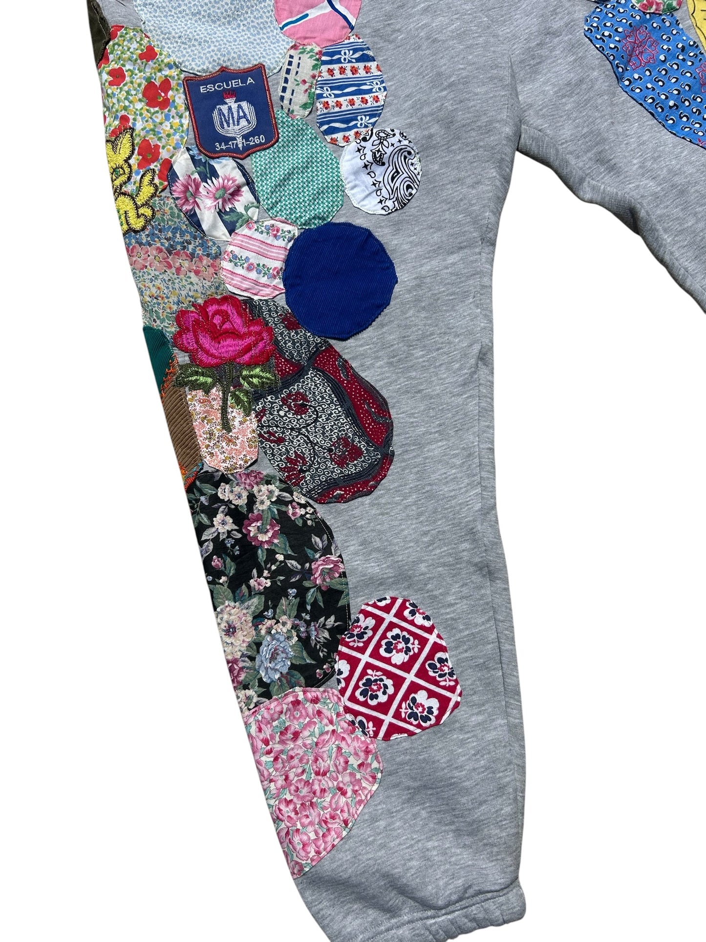 heather gray patched up sweatpants