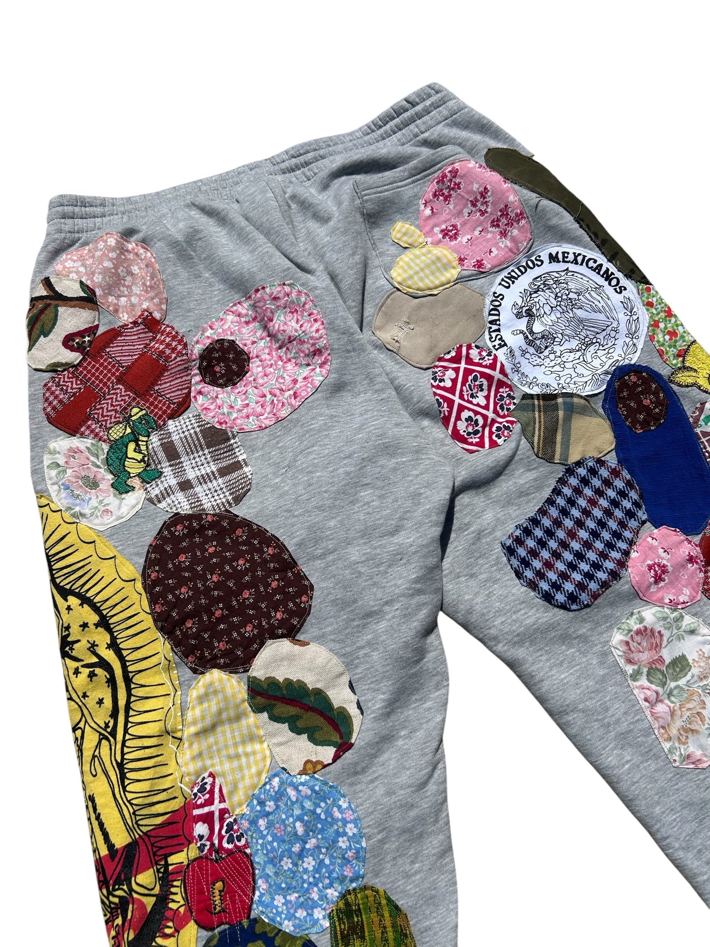 heather gray patched up sweatpants