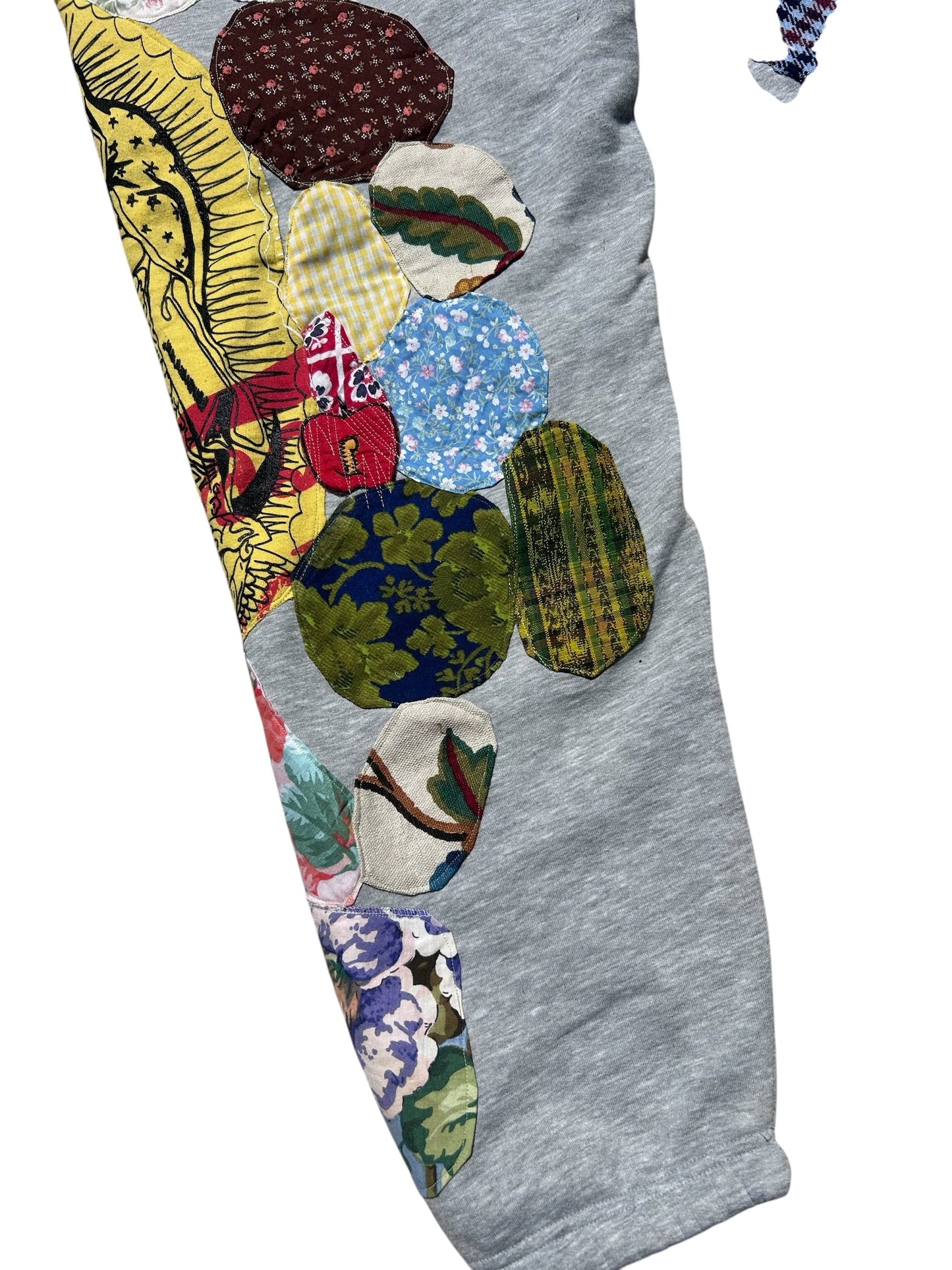 heather gray patched up sweatpants