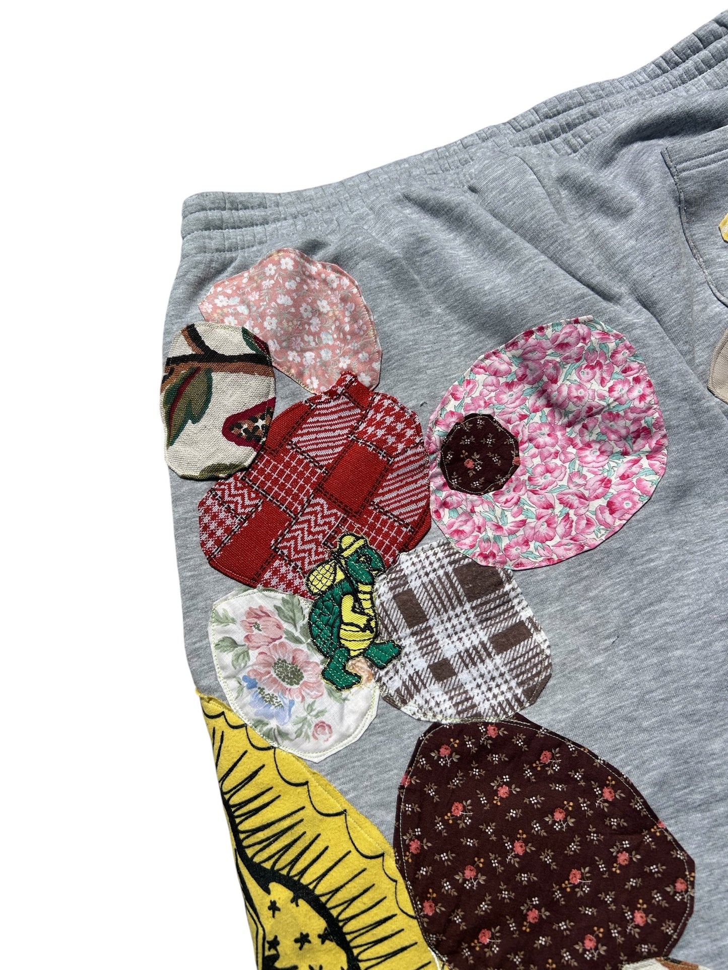 heather gray patched up sweatpants