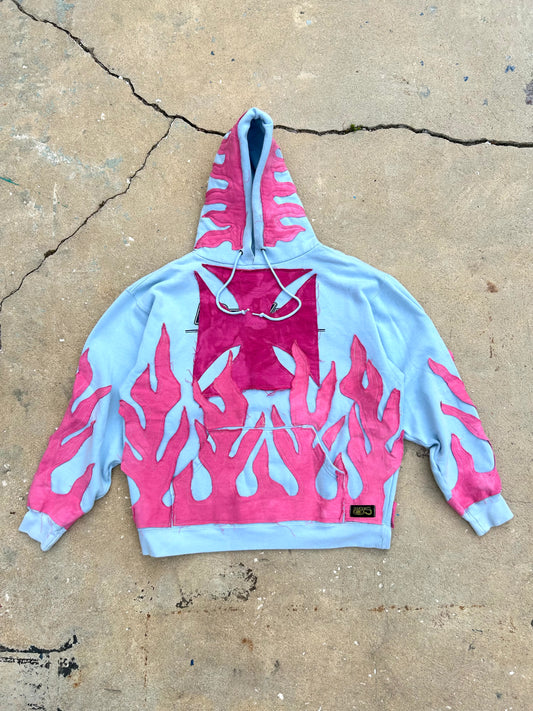 Blue/pink flame hoodie
