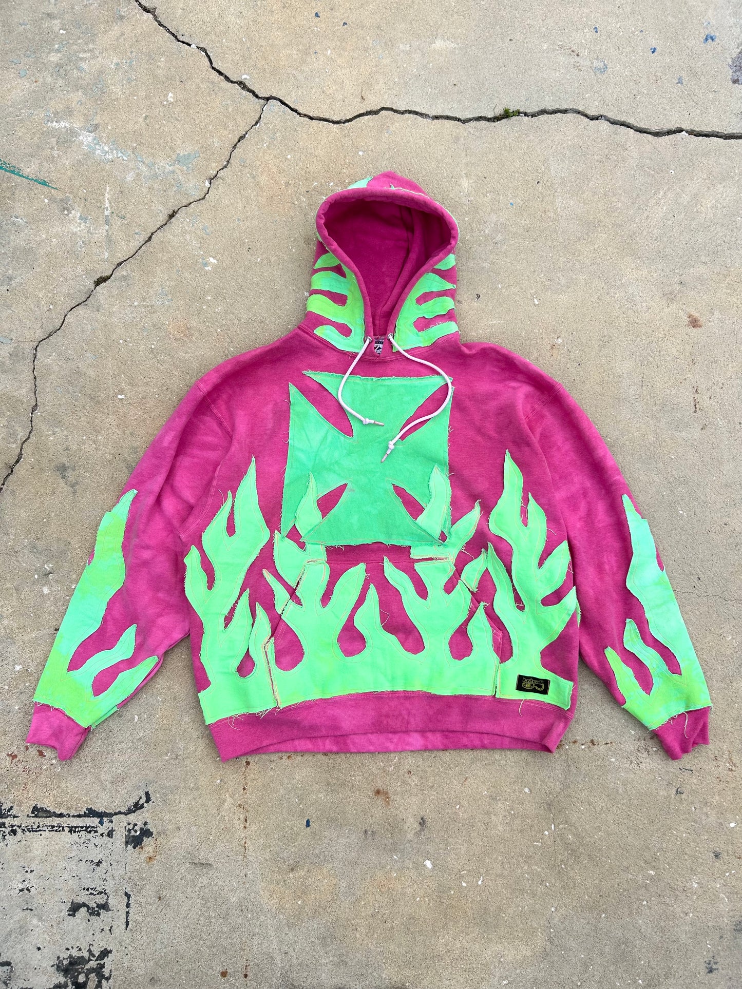 pink/green flame hoodie