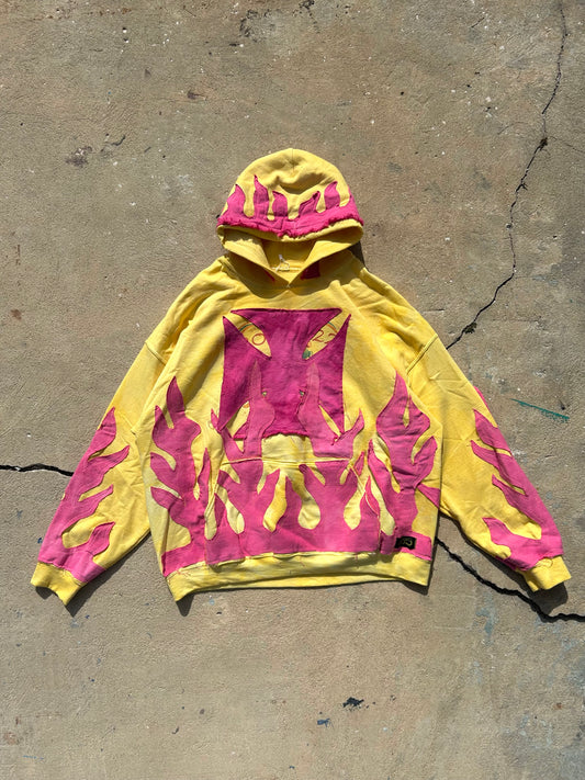 yellow/pink flame hoodie