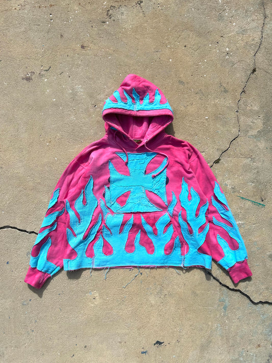 Pink/blue flame hoodie