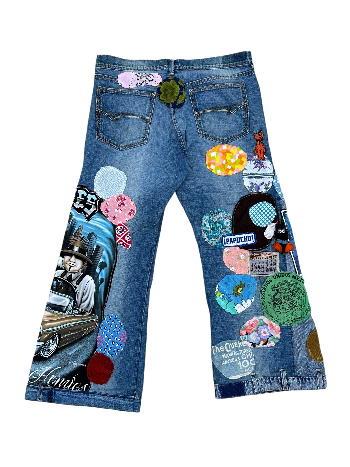 Mavi denim patched up flare jeans