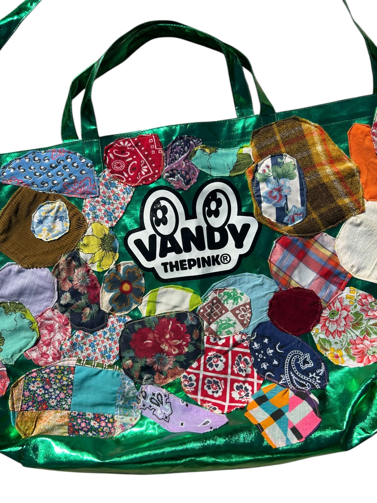 Vandy the pink patched up tote bag