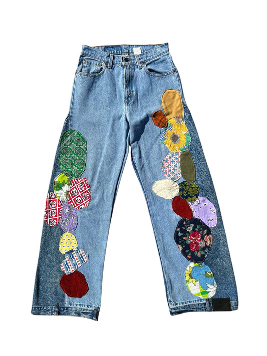 Patched up vintage women’s Levi’s jeans