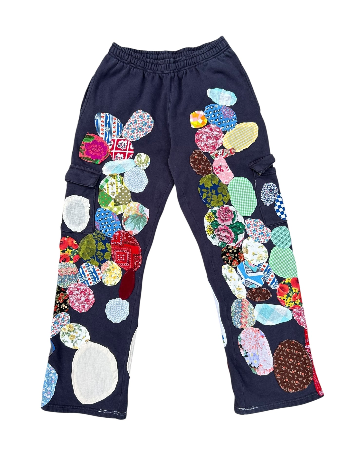 Patched up navy sweatpants