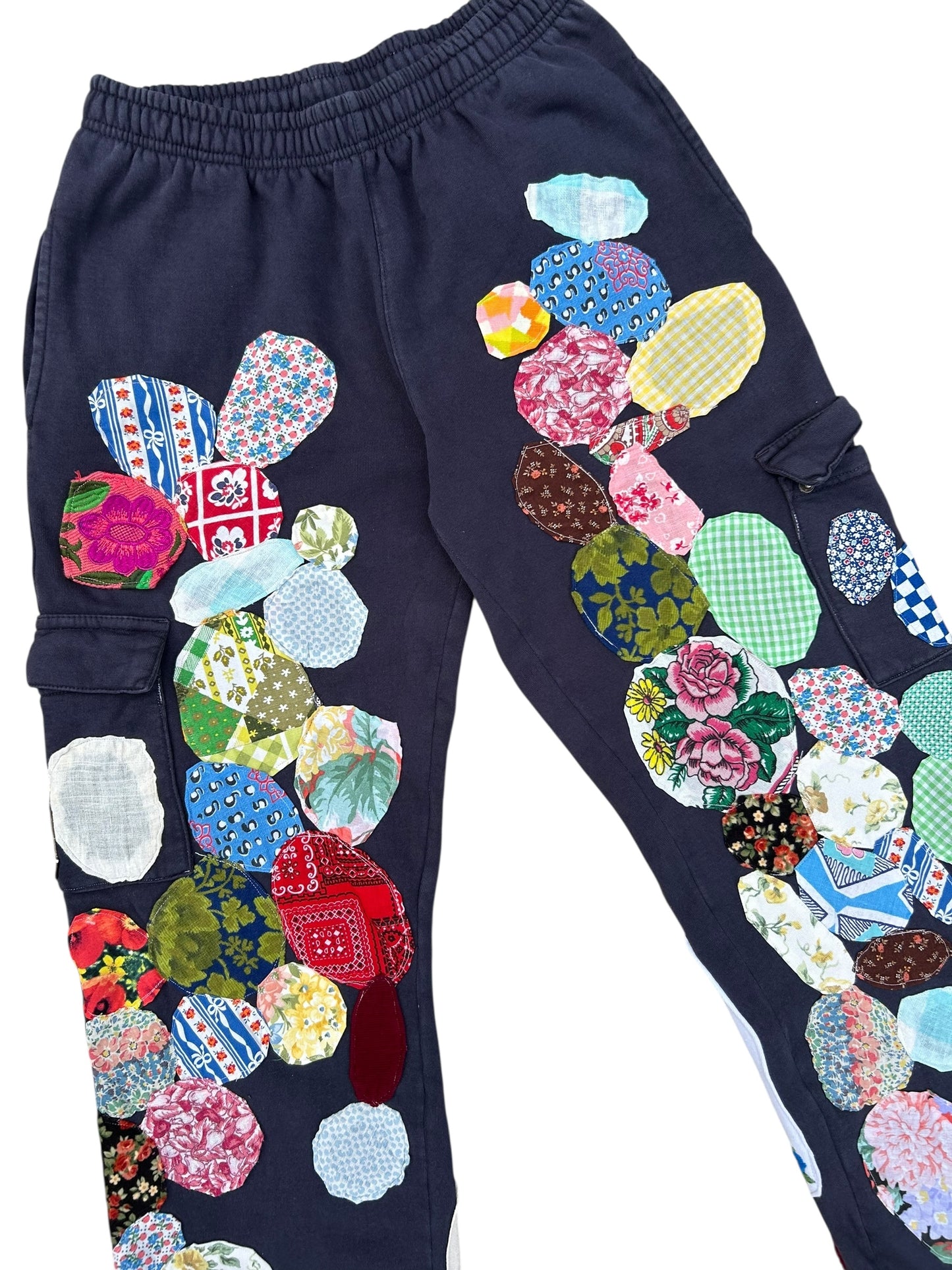 Patched up navy sweatpants
