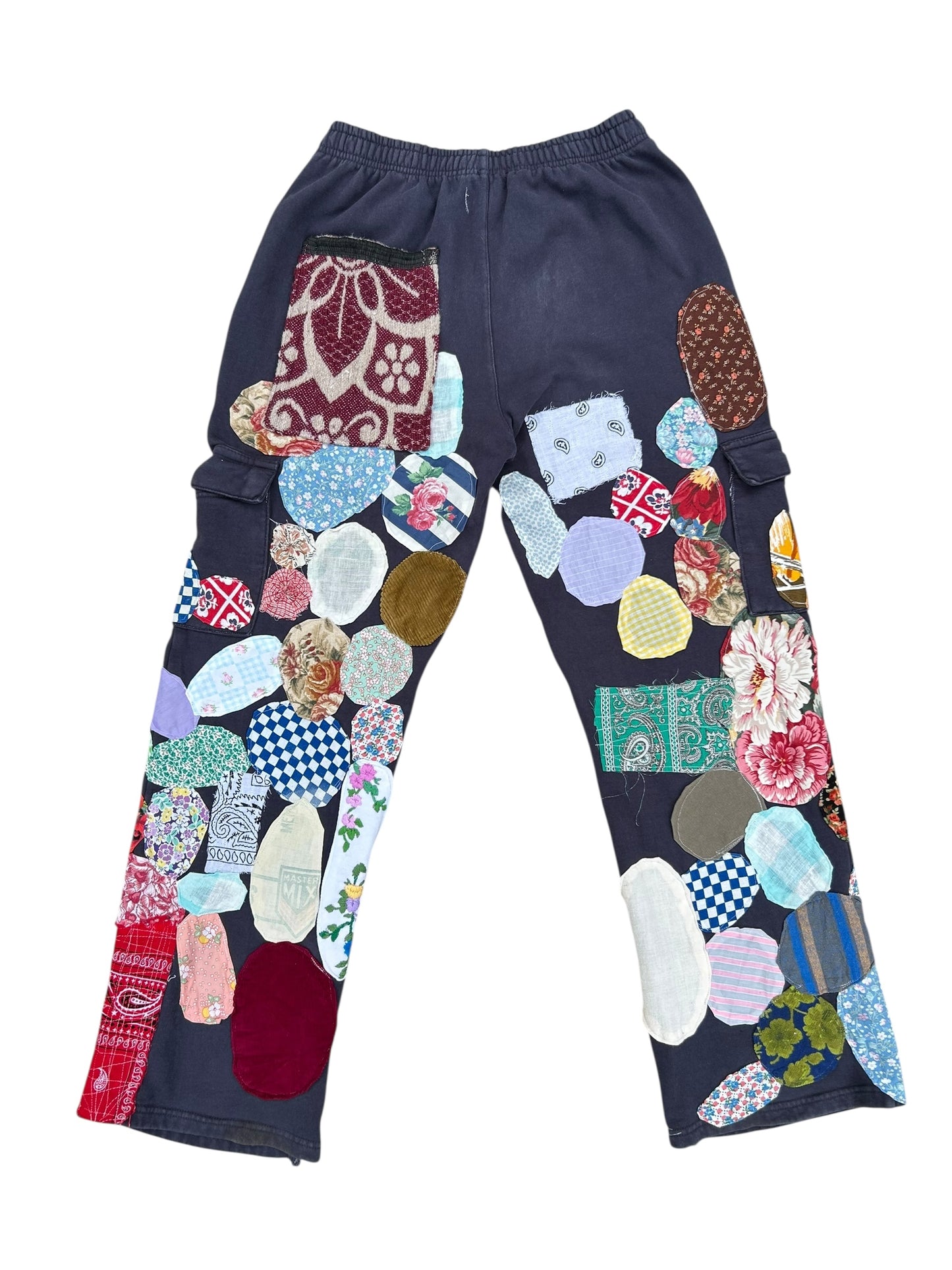 Patched up navy sweatpants