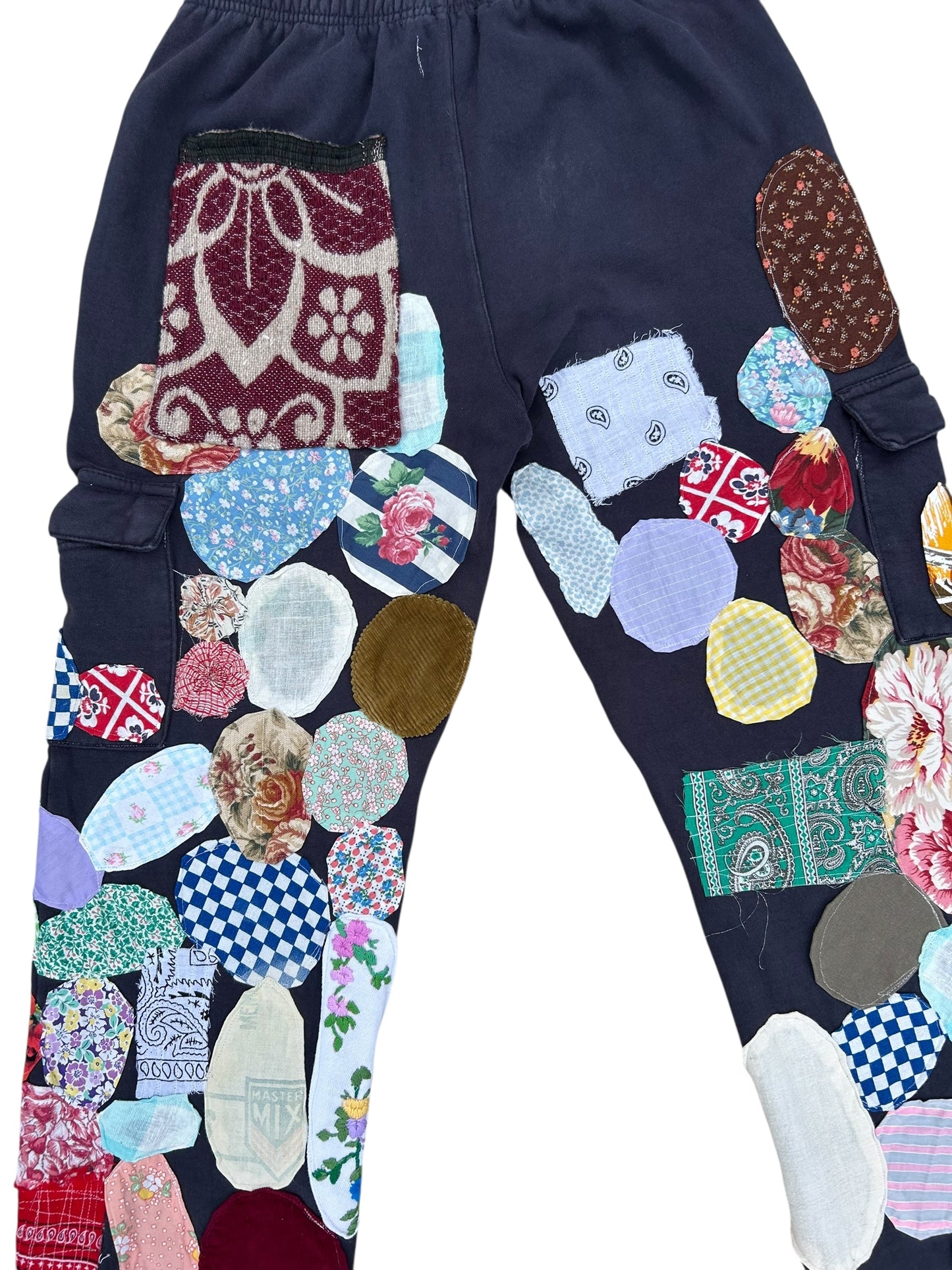 Patched up navy sweatpants