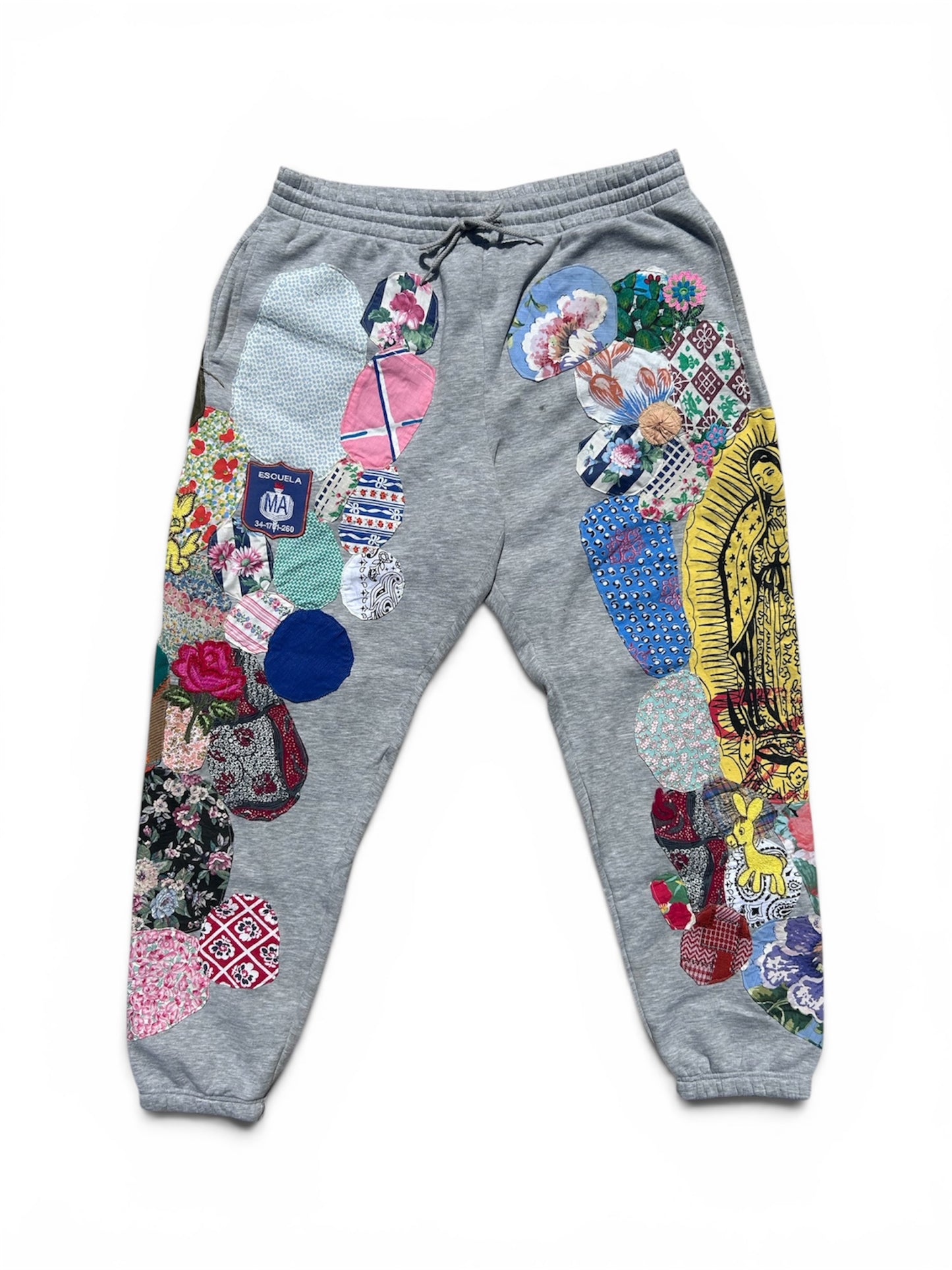 heather gray patched up sweatpants