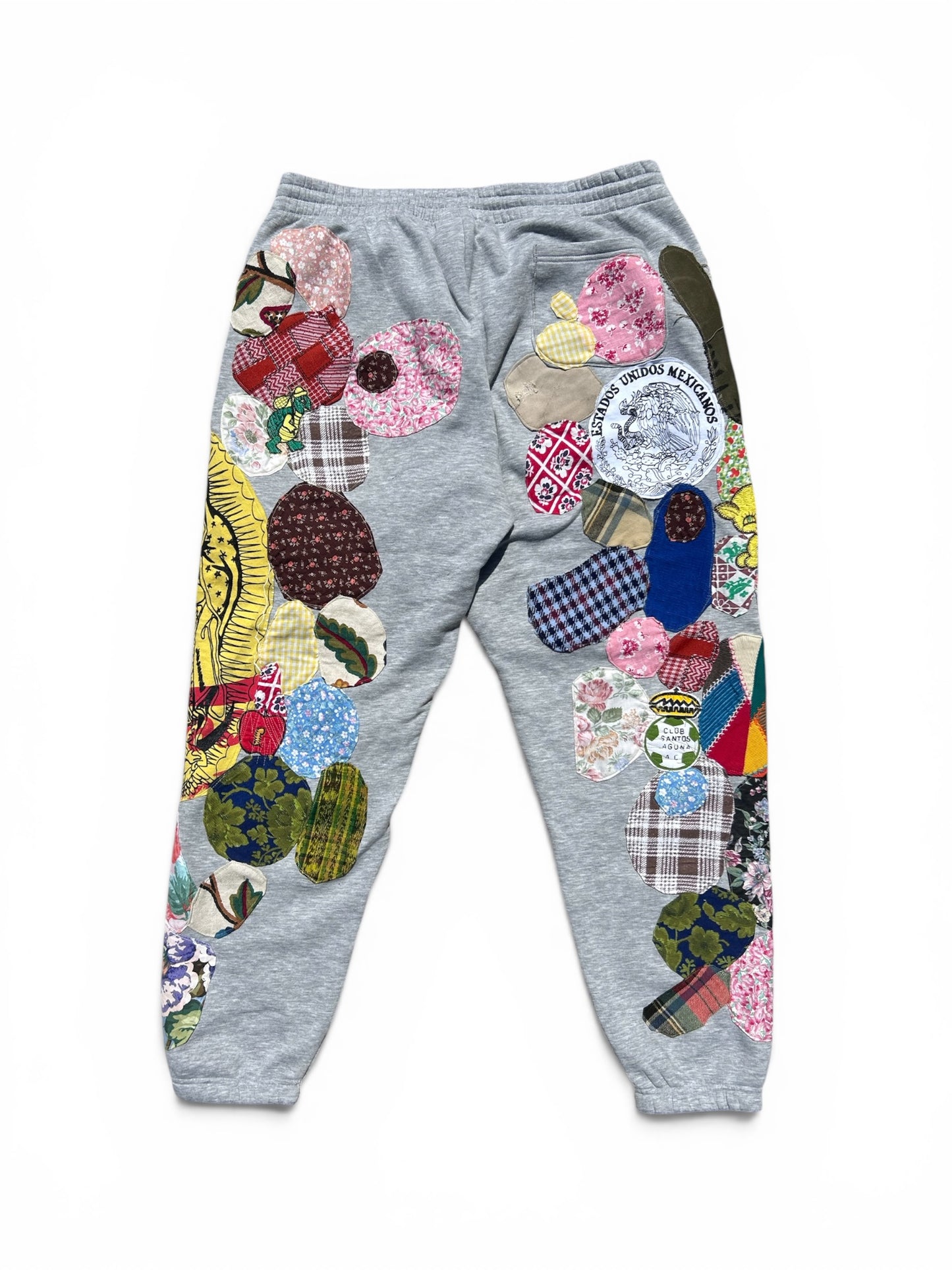 heather gray patched up sweatpants