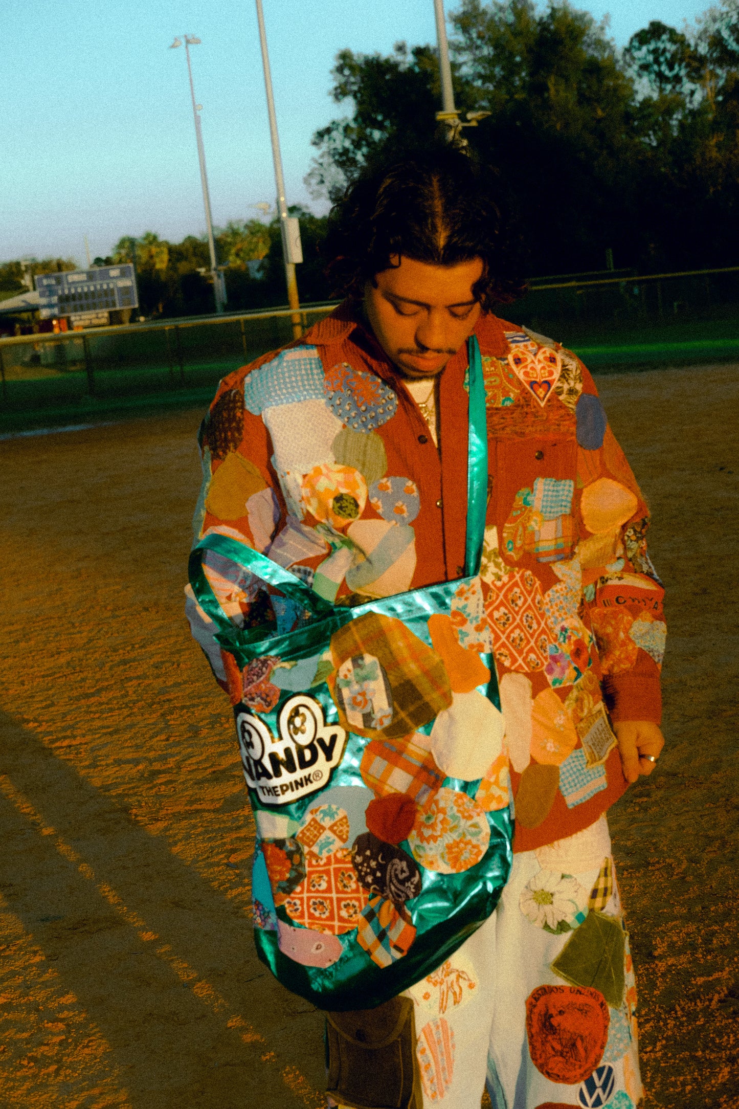 Vandy the pink patched up tote bag