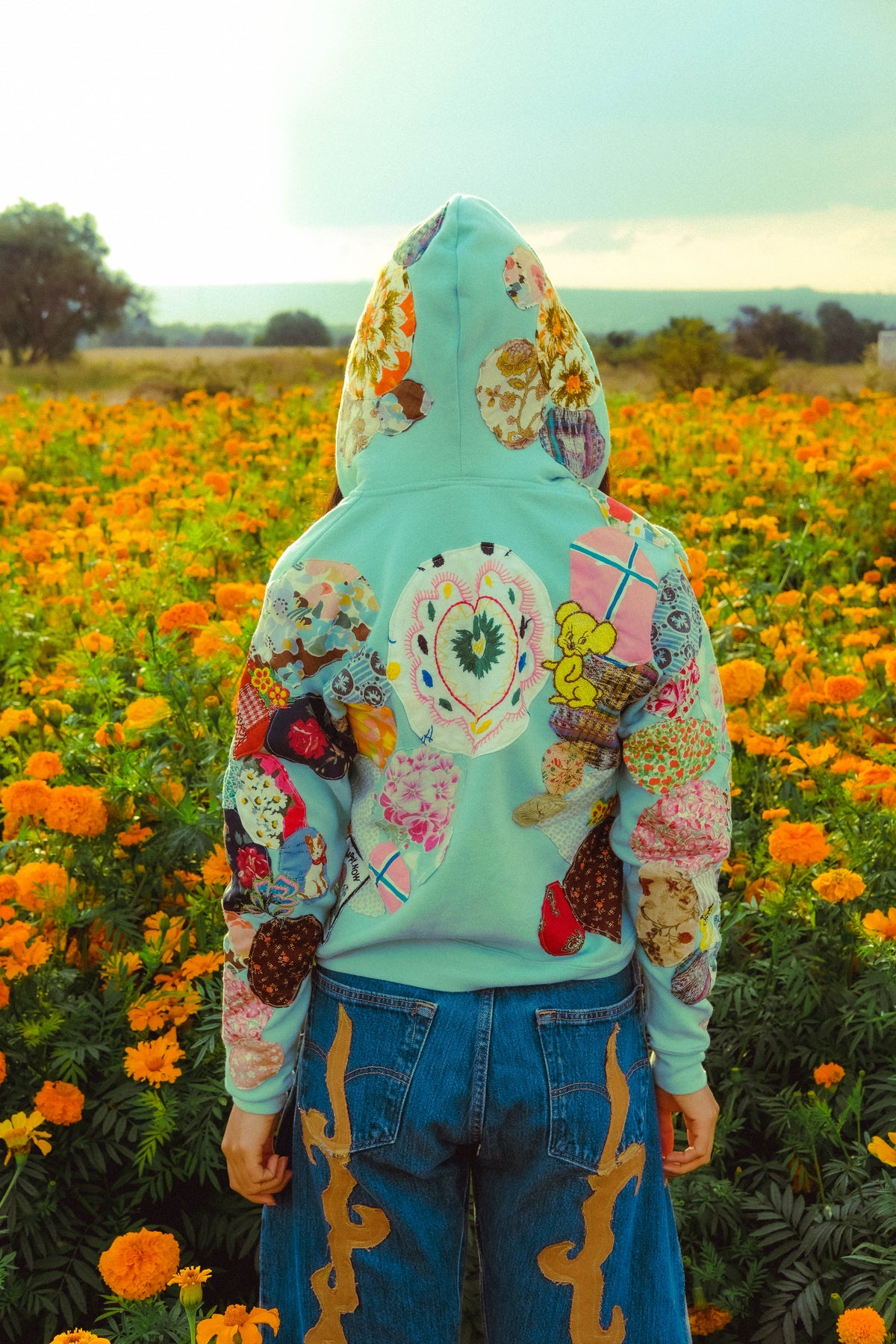 women's patched up hoodie