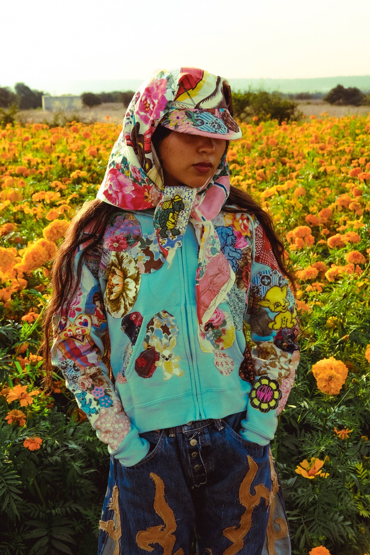 women's patched up hoodie
