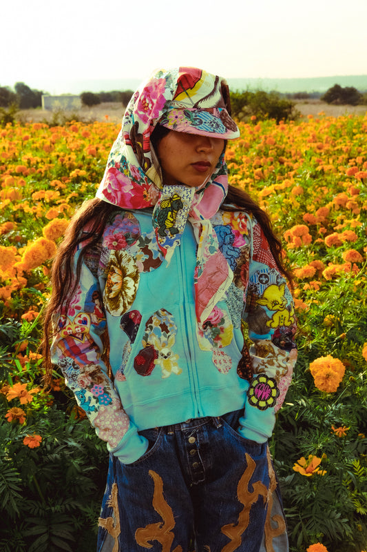 women's patched up hoodie