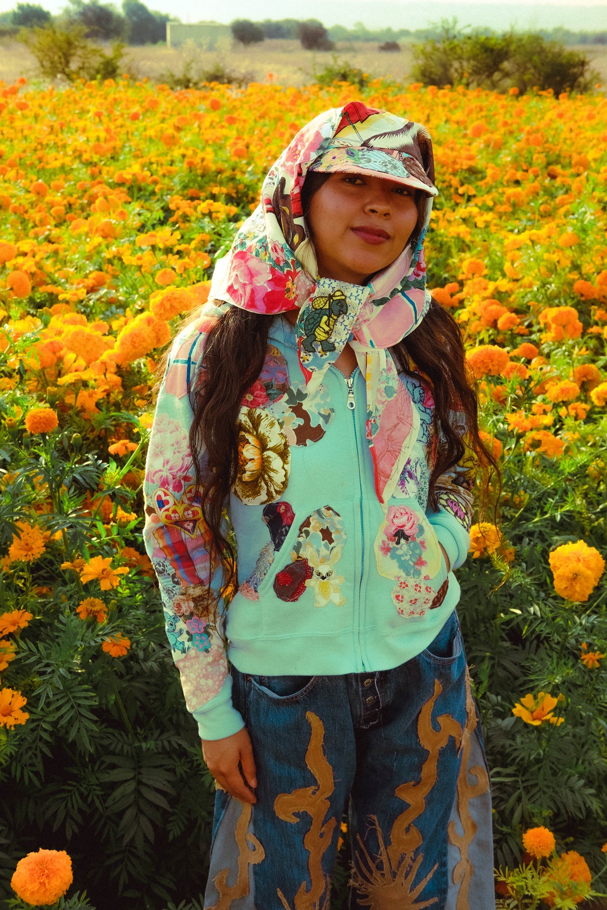 women's patched up hoodie