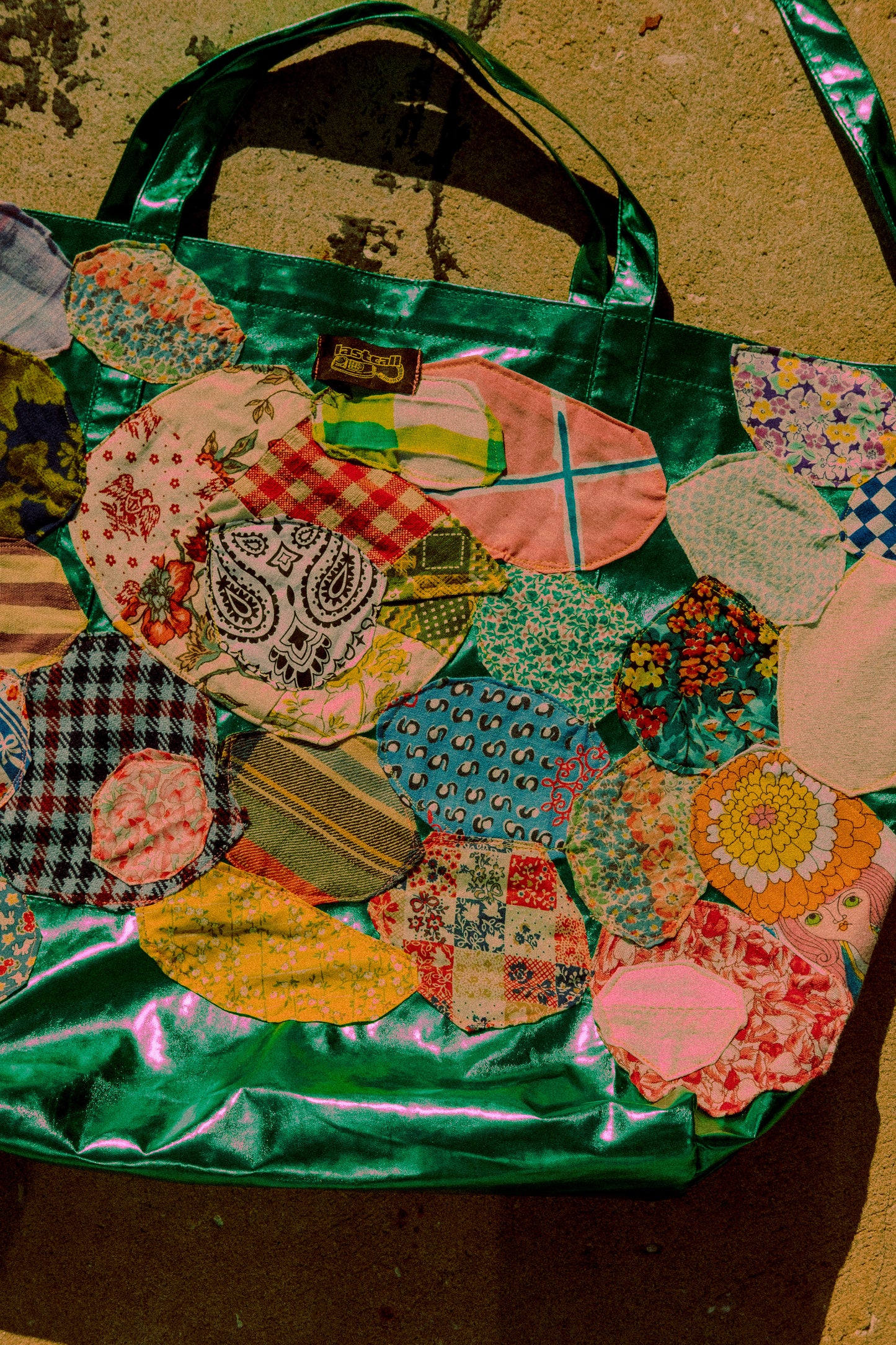 Vandy the pink patched up tote bag