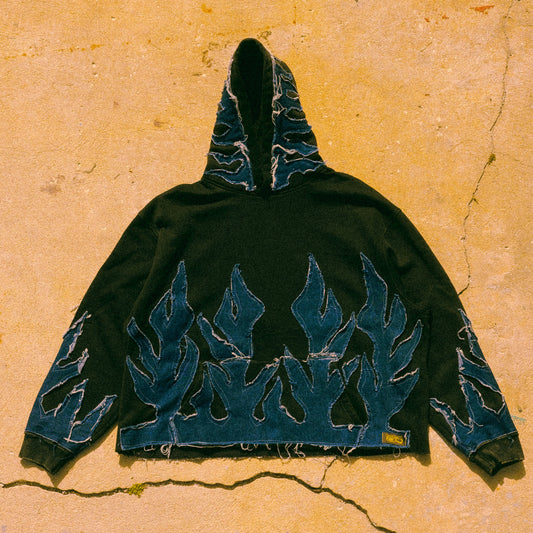 Denim flame hoodie