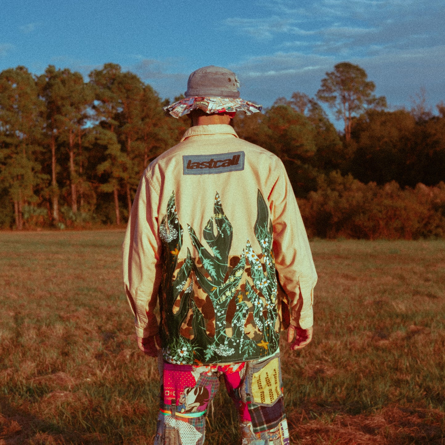 tan/camo half/half flame flannel