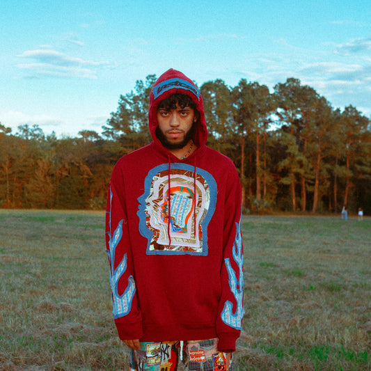 maroon head hoodie