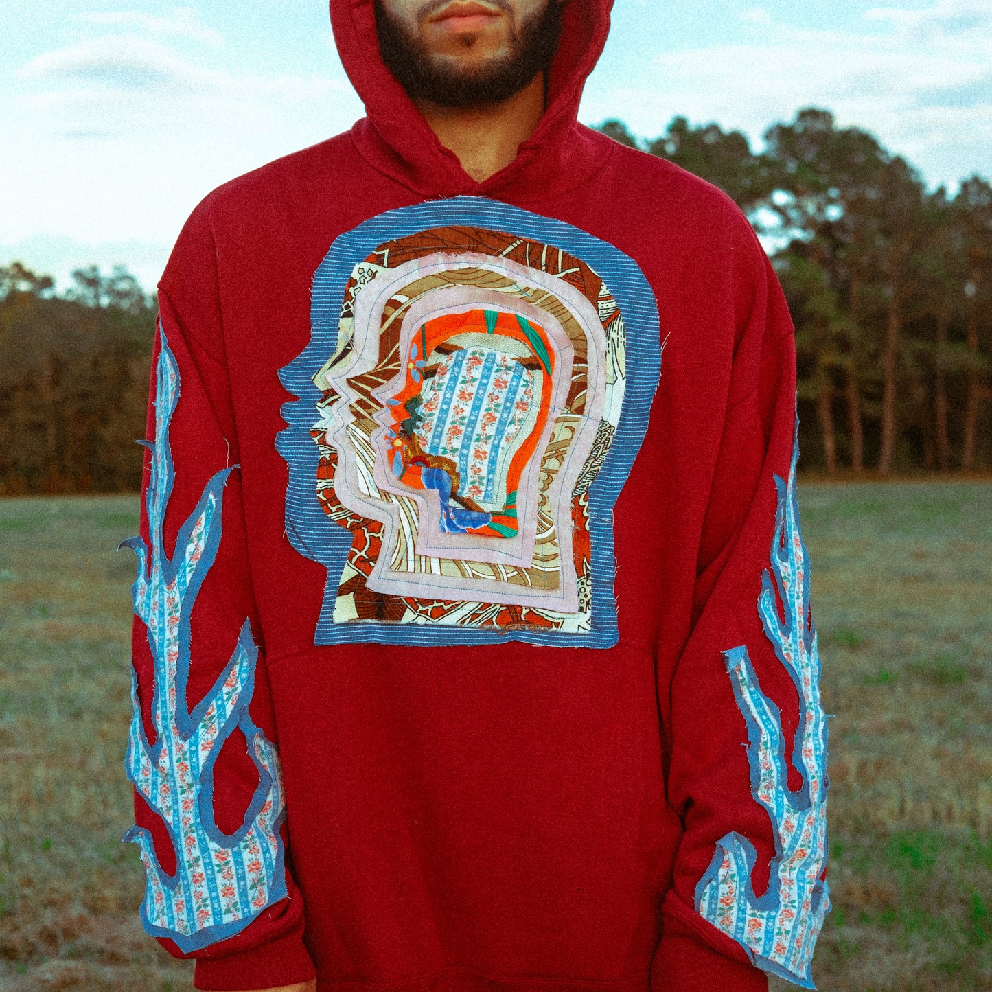 maroon head hoodie