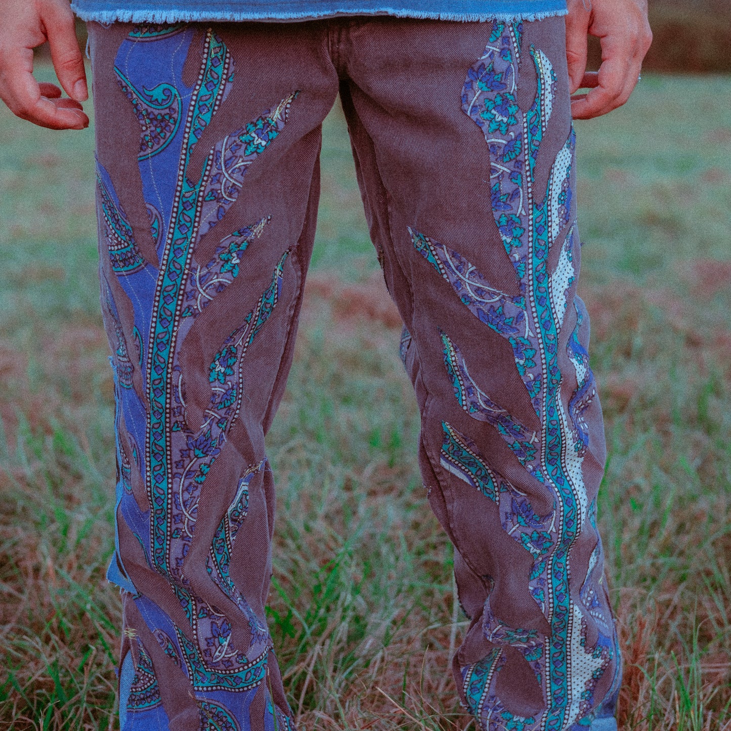 purple paisley flame jeans