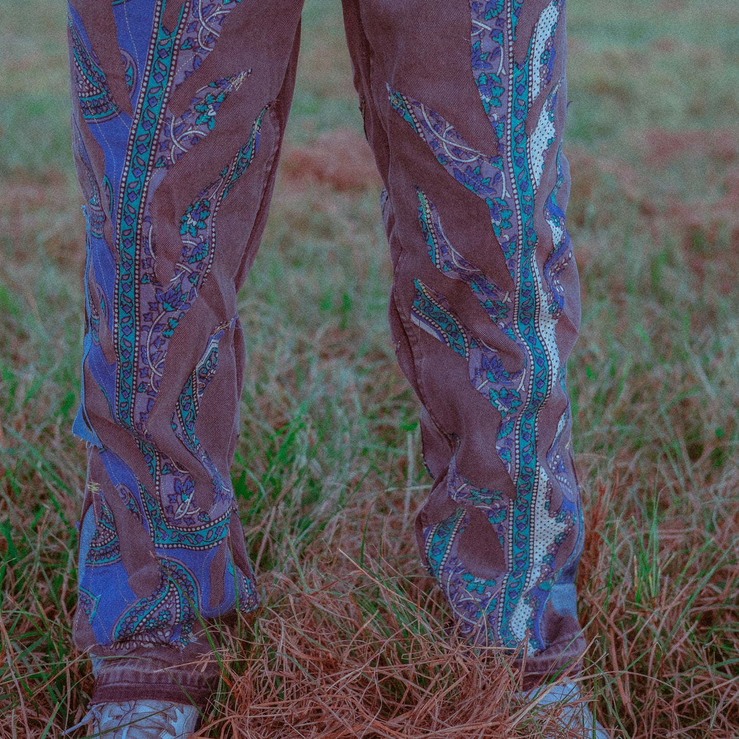 purple paisley flame jeans