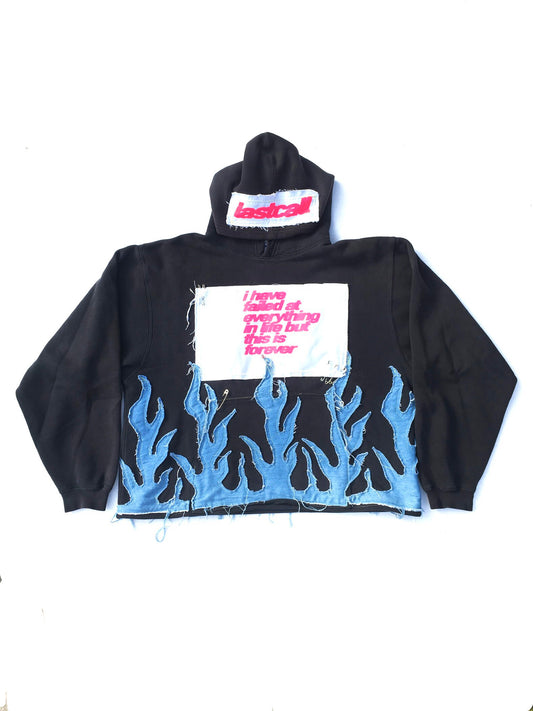 FADED BLACK FLAME HOODIE