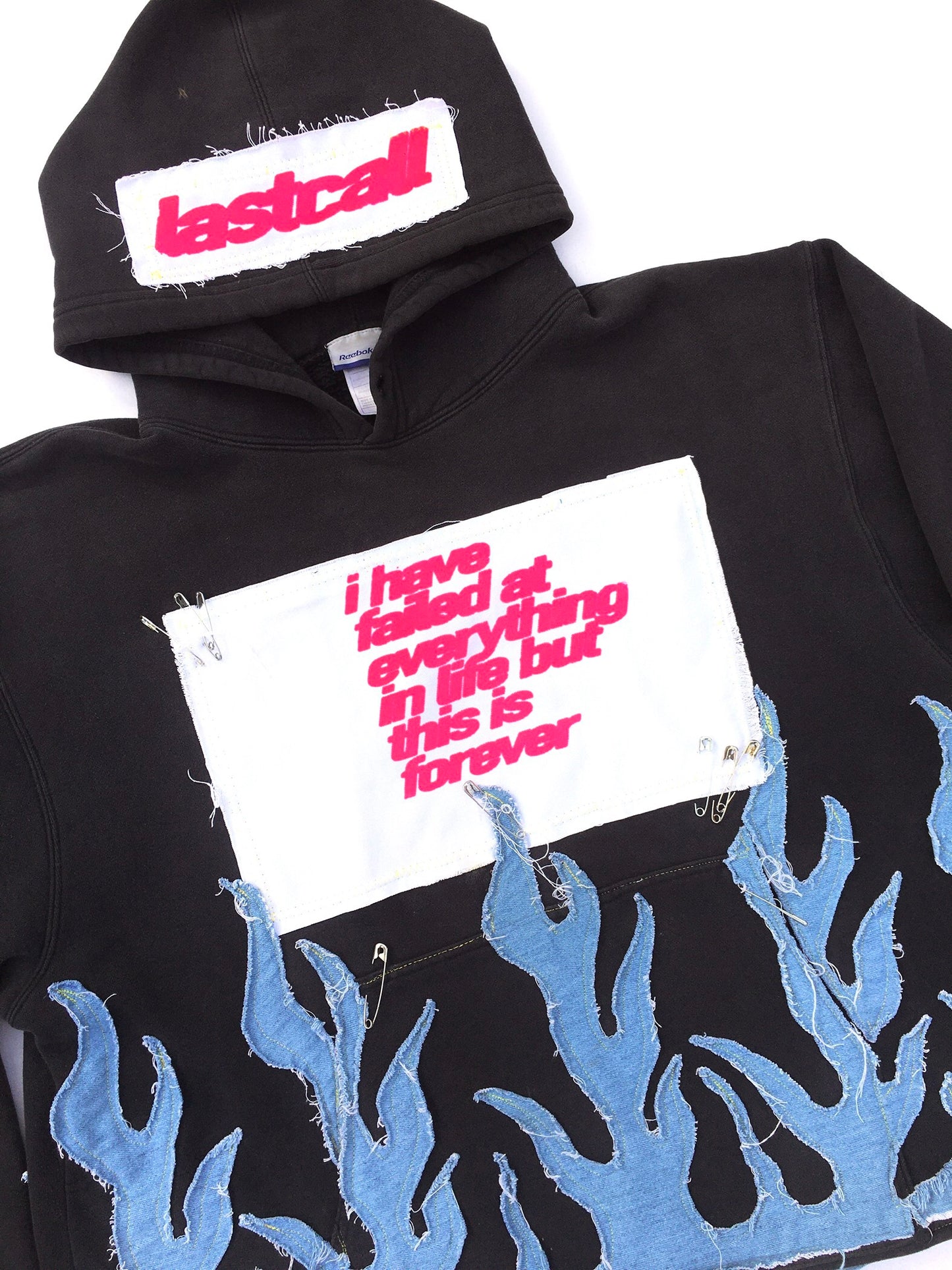 FADED BLACK FLAME HOODIE