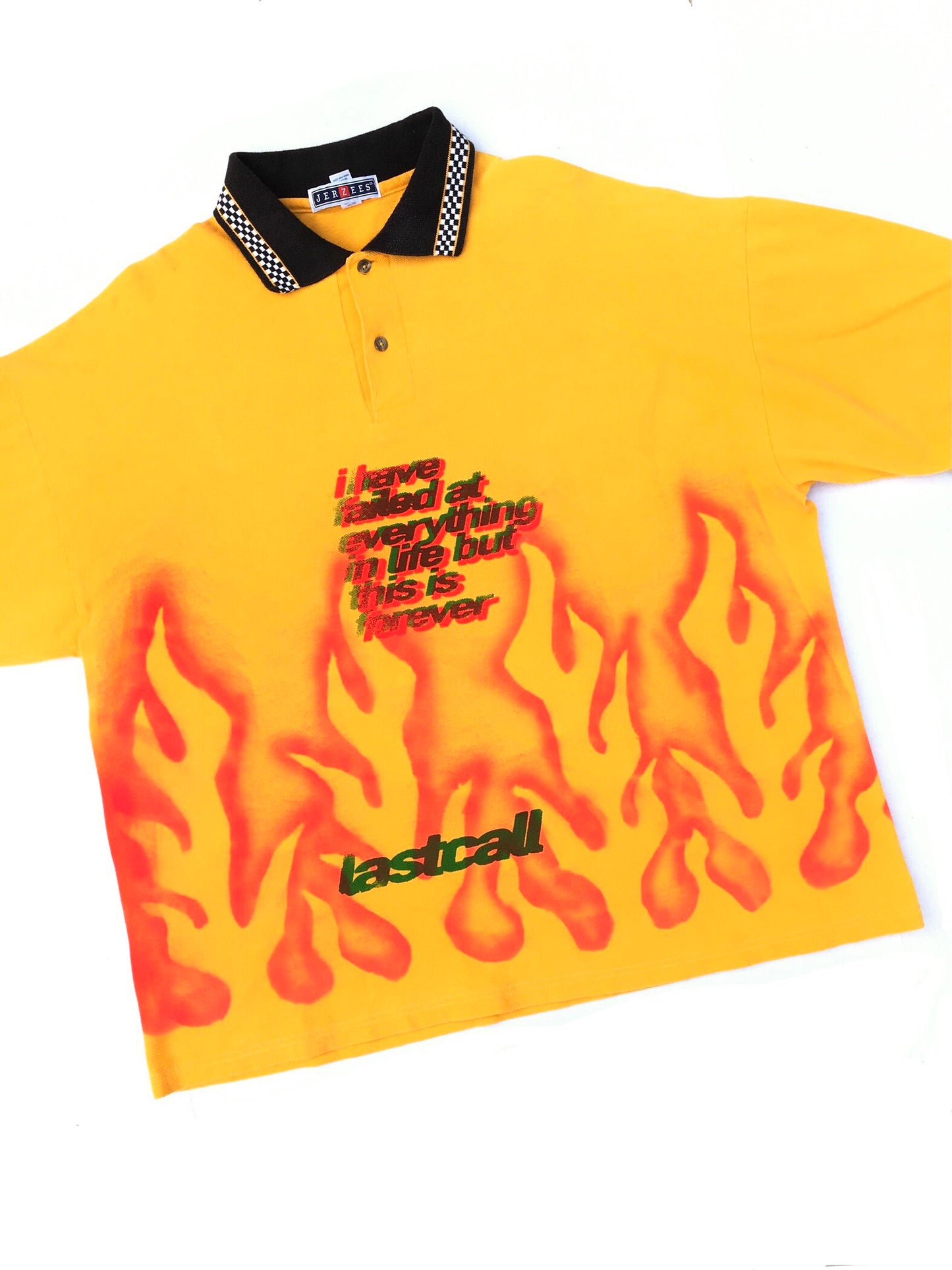 MUSTARD POLO AIRBRUSH FLAME SHIRT