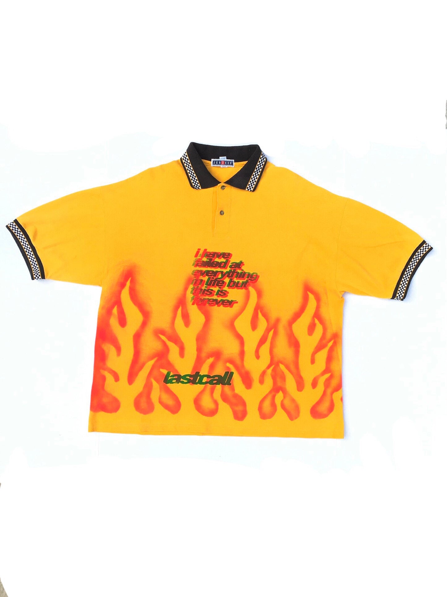 MUSTARD POLO AIRBRUSH FLAME SHIRT