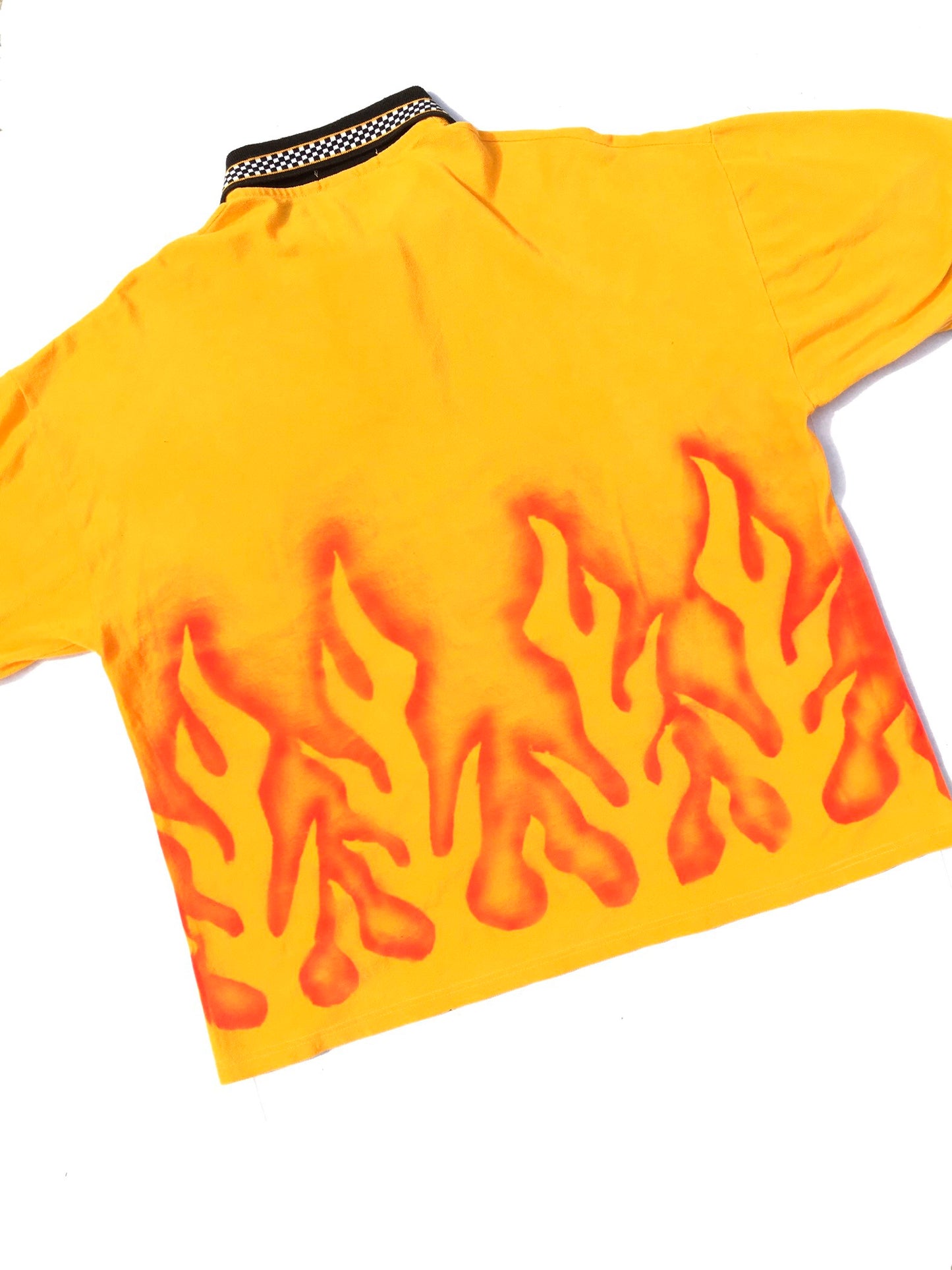 MUSTARD POLO AIRBRUSH FLAME SHIRT