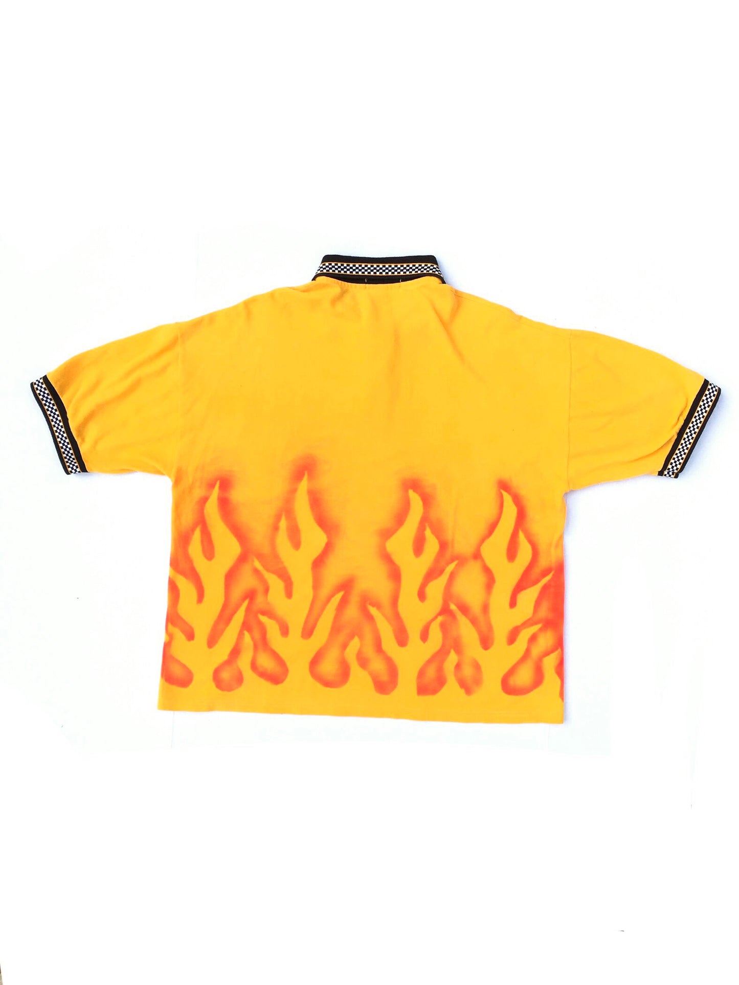 MUSTARD POLO AIRBRUSH FLAME SHIRT