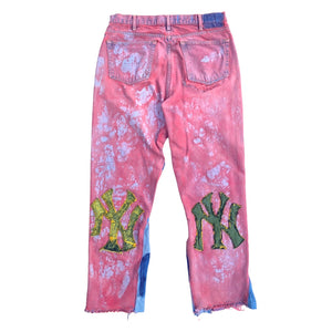 dyed red NY jeans
