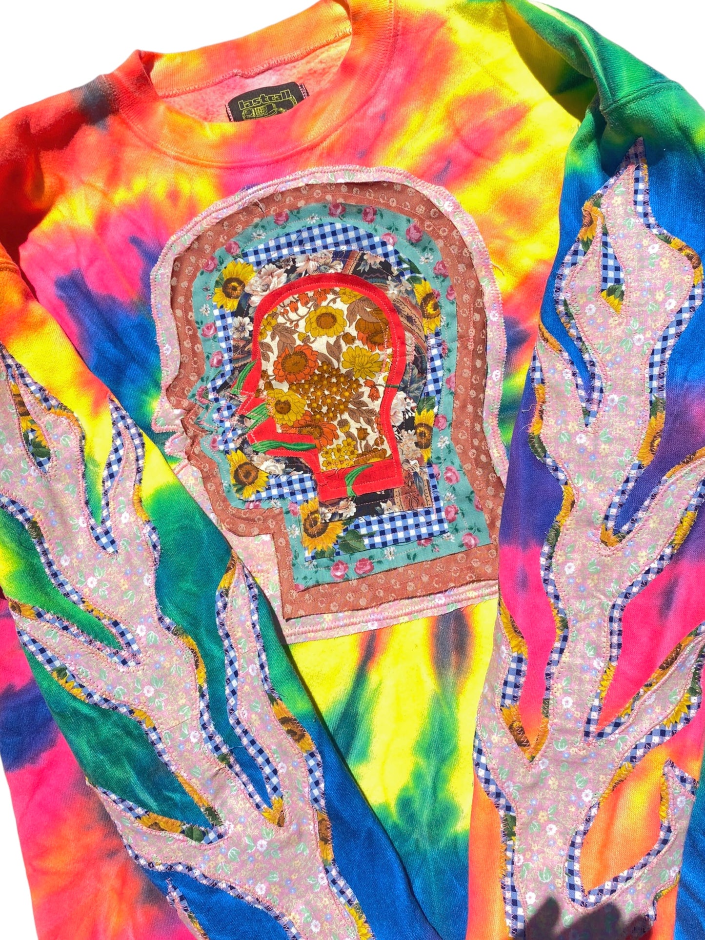 tie dye layered head sweater