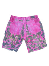 Load image into Gallery viewer, dyed pink camo wavy shorts