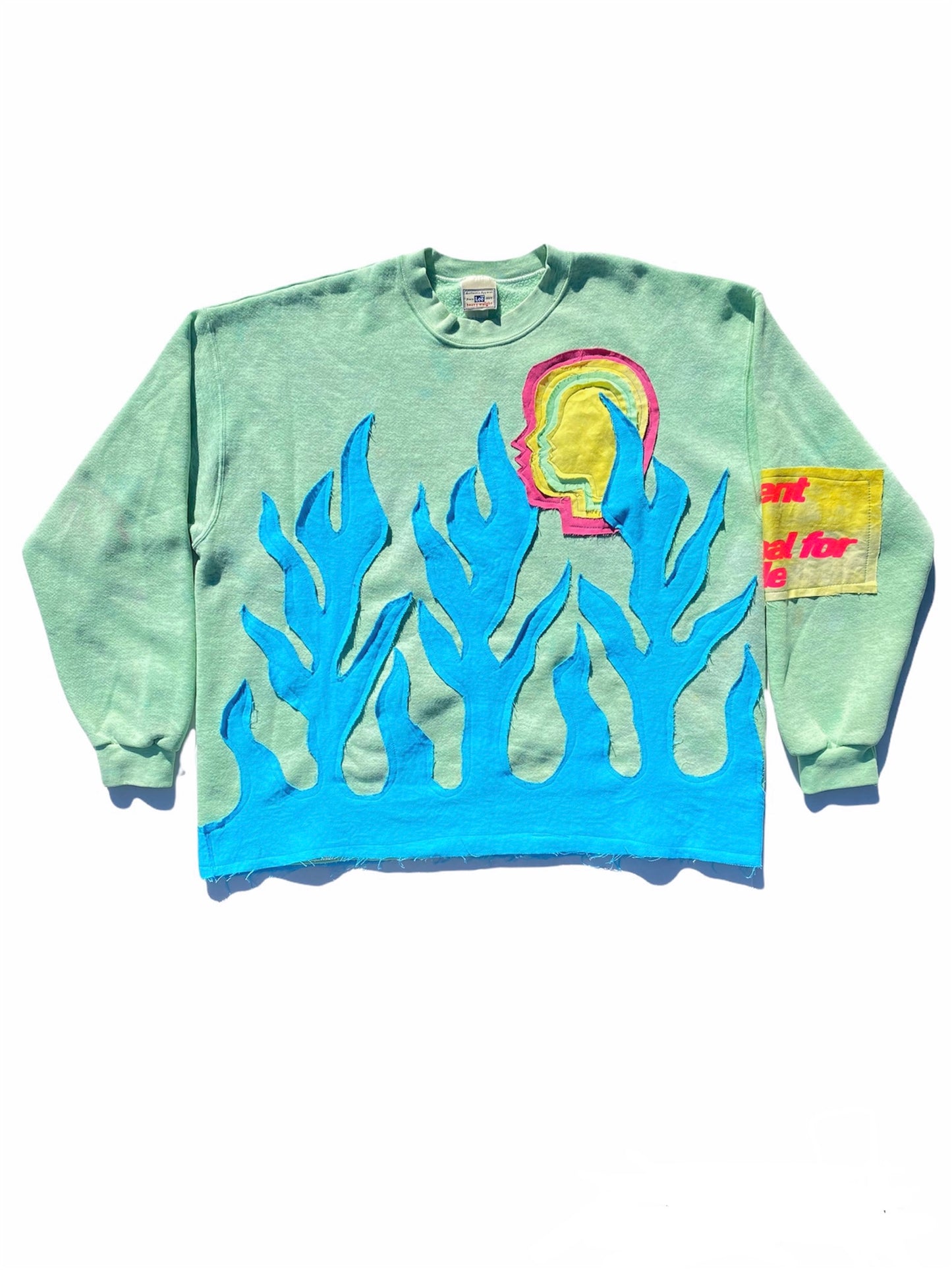 GREEN/BLUE FLAME SWEATSHIRT