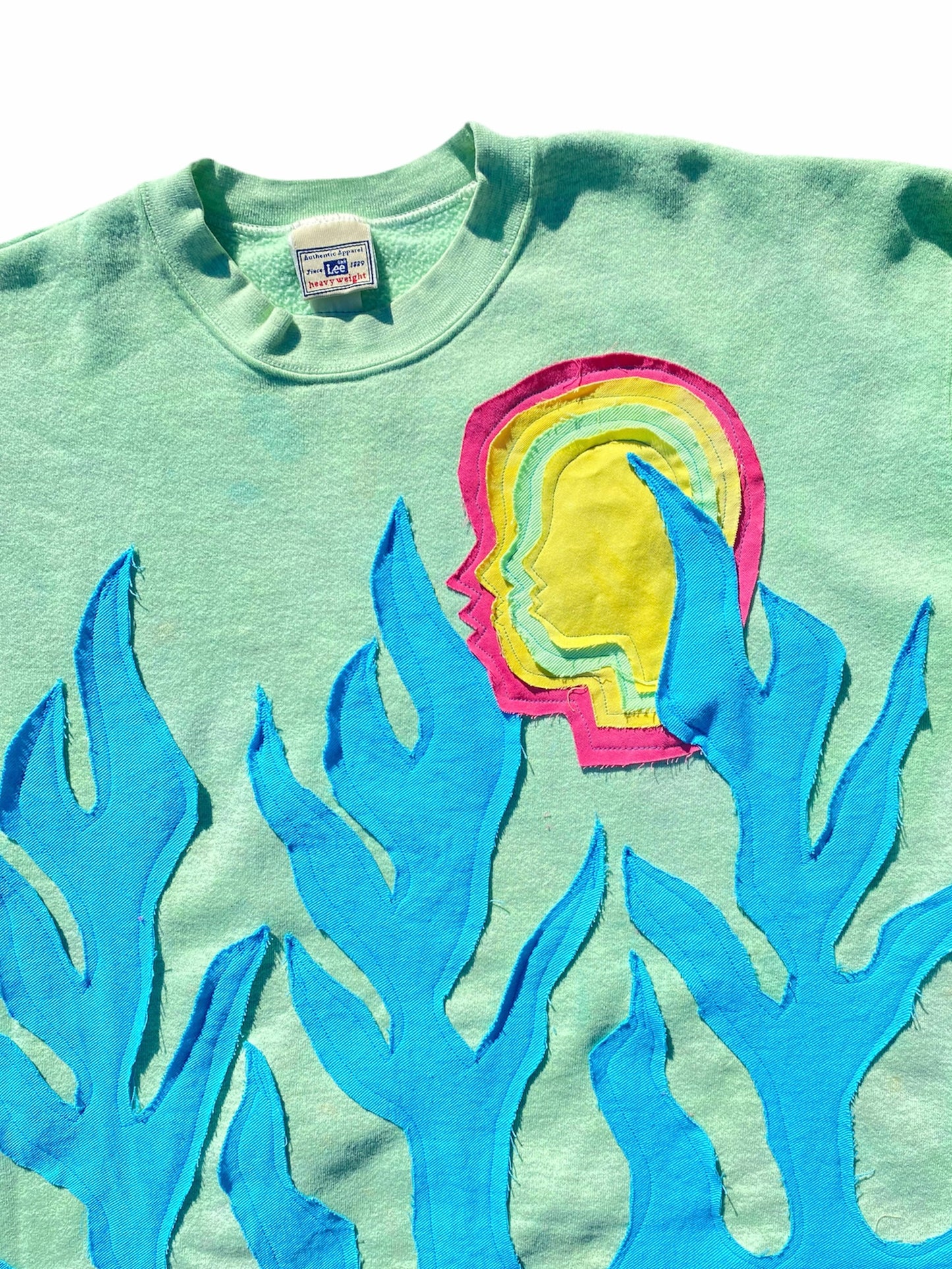 GREEN/BLUE FLAME SWEATSHIRT