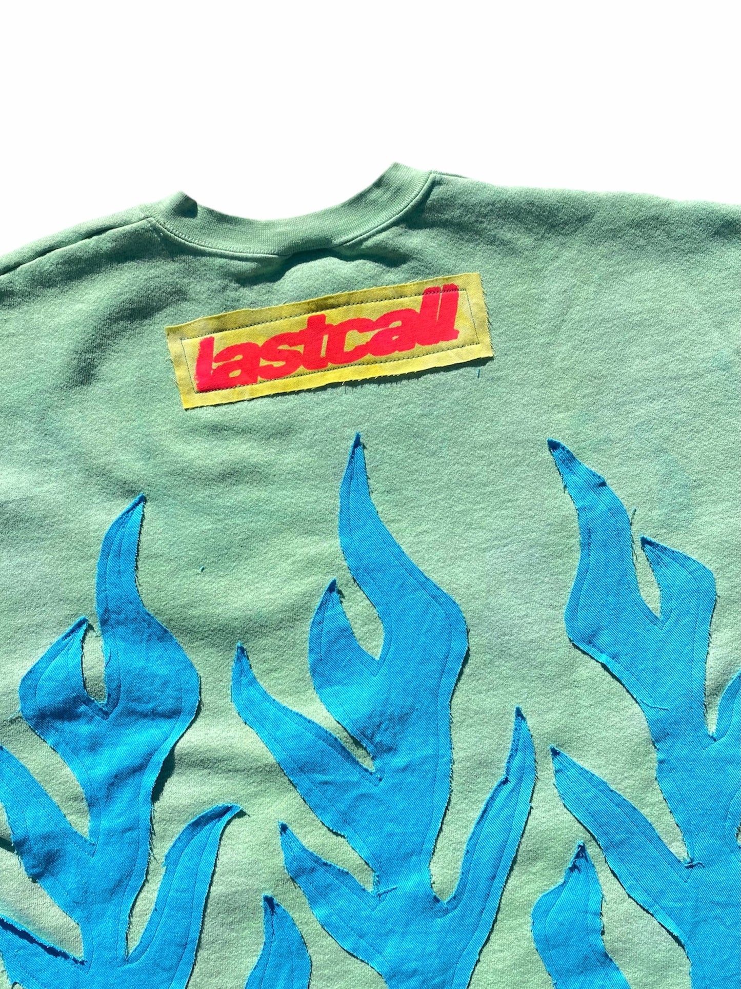 GREEN/BLUE FLAME SWEATSHIRT