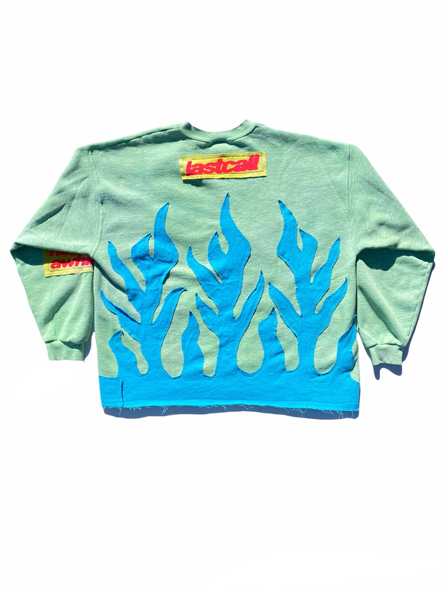 GREEN/BLUE FLAME SWEATSHIRT