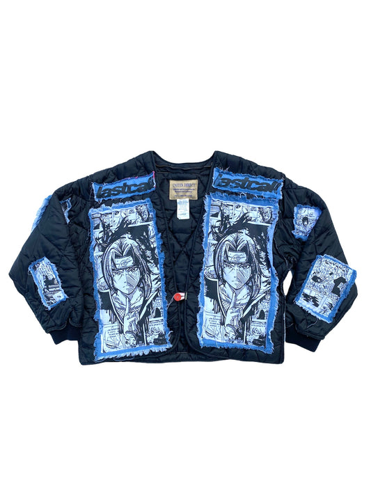 naruto denim puffer liner jacket